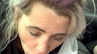 streetwalker licks cum off dick after hot facial