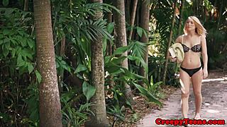 Stalker Binds and Roughly Pounds Bent-Over Teen Outdoors in Brutal Bondage