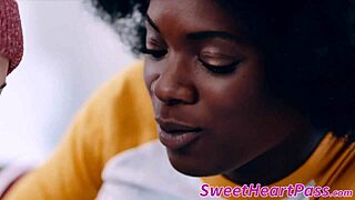 hey, watch cute white girl lick black babe's small tits?
