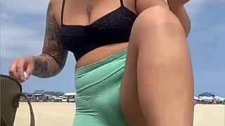 sharing my swollen beach pussy with young guy's friend