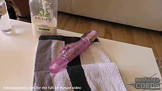 24yo charlotte nervously strips on the sofa for her first time casting interview.