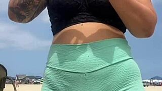 sharing my swollen beach pussy with young guy's friend