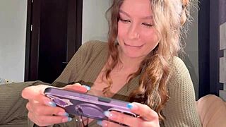 POV horny babe catches you stroking and tempts with her tight ass instead