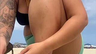 sharing my swollen beach pussy with young guy's friend