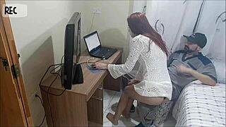 Young woman alone gets surprise visit from maintenance man hidden cam