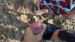 imagine sneaking sex in the park with a busty married blonde bride fan outdoors.