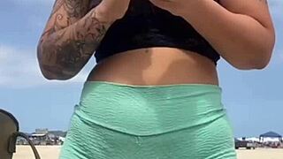 sharing my swollen beach pussy with young guy's friend