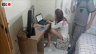 Young woman alone gets surprise visit from maintenance man hidden cam