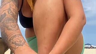 sharing my swollen beach pussy with young guy's friend