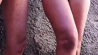 Risky backyard bath spied by neighbor leads to wild pounding