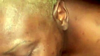 Ebony milf slurps sloppy cum from massive black cock deepthroat