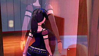 Goth hentai babe yanks my huge cock for porn gig