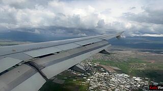 public airplane cock flash erupts in two-minute explosive orgasm cumshot