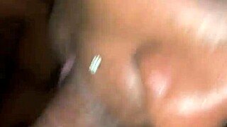 Ebony milf slurps sloppy cum from massive black cock deepthroat