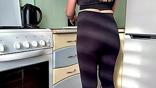 i bent pregnant milf over kitchen counter for wet pussy creampie