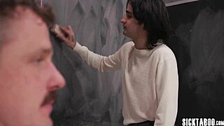 horny big ass student gets banged by friends and teacher's huge cock