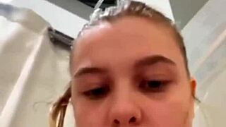 Public Shaved Pussy Fingering Close-Up