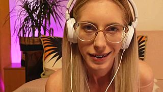 Skinny Tall Blonde Teen Flashes Tits Glasses Braces Face