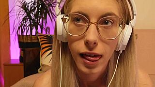 Skinny Tall Blonde Teen Flashes Tits Glasses Braces Face