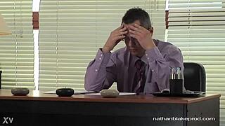 another office day turns into sneaky desk fuck session