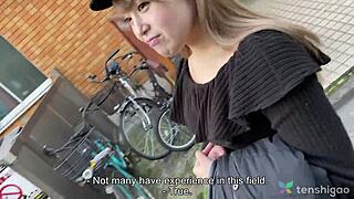 Keiko the amateur shop girl strips in Tokyo love hotel for stranger's first fuck