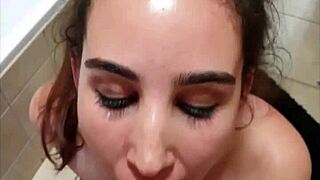 Teen Pisses on Feet Toilet Footjob Cock Suck