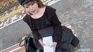 Keiko the amateur shop girl strips in Tokyo love hotel for stranger's first fuck