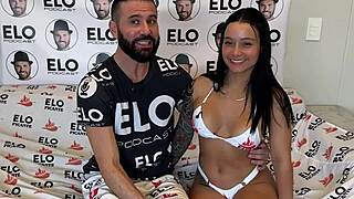 cute colombian lorena doll teases big tits in spicy casting interview