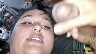 Chubby beauty's huge tits spark wild face fuck frenzy