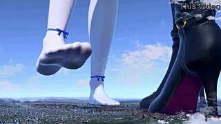 im so huge with giantess friend crushing city