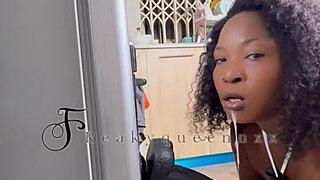 Hot MILF Slams 14-Inch Dildo on Kitchen Fridge!