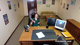 hot housewife can't resist principal's cock at work!
