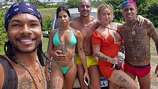 young latina nerds crossdress for public interracial 3some