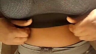 milk spraying from huge saggy black tits first time