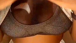 milk spraying from huge saggy black tits first time