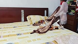 Descriptive fucking of busty housewife bent over bed