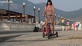 ever ridden naked in public like this daring wife?