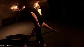 Master leashes skinny slave outdoors for spanking and blowjob!