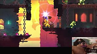 Chubby ebony gamer babe fucks herself with dildo during video game 😈🎮