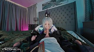 Asian Silver Wolf Deeply Sucks Monster Cock And Fucks Hard In VR Cosplay Parody!