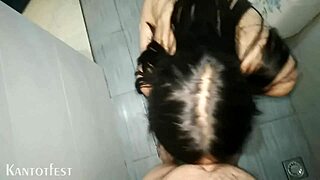 Driver sneaks boss's wife into bathroom for hot blowjob while hubby's passed out!