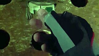 Rana's gloves guide the throbbing cock to her facial cumshot finale