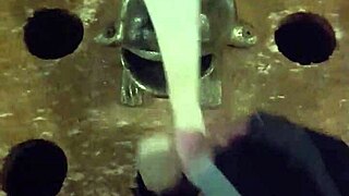 Rana's gloves guide the throbbing cock to her facial cumshot finale