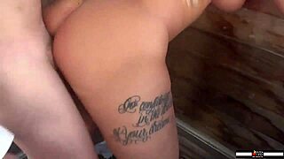 Blonde Tattoo Slut Squirts Outdoor While Bent Over Taking Cum in Mouth Doggy!