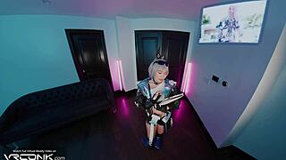 Asian Silver Wolf Deeply Sucks Monster Cock And Fucks Hard In VR Cosplay Parody!