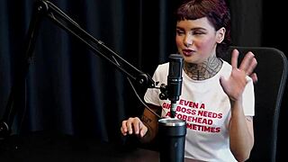 annie clementine nervously services clients pre-shift in tattooed orgy exposure