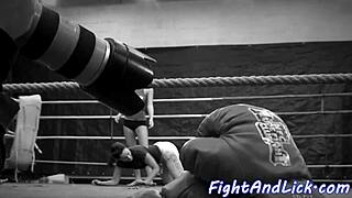 Big titted Euro babe wrestles shaved pussy licking into lesbian 69 frenzy