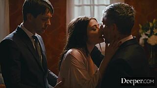 adria rae takes deeper anal double penetration and facial in mmf 3some