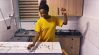 that cute african bbw with nice ass gets worked out hard in kitchen homemade fat slut style