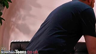 skinny british redhead's uniform-clad intimate cum session